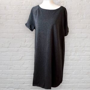 𝅺unbranded dark gray short cuffed sleeves sweatshirt dress soft fabric size med